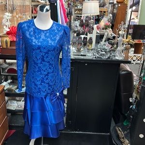 Jill Robbins Inc sz 10 long blue vintage dress